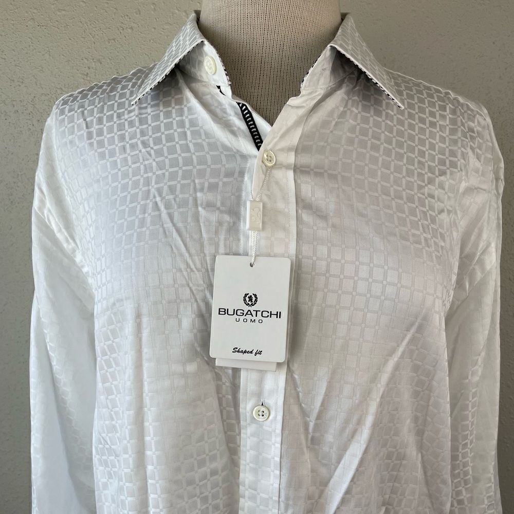 NWT Bugatchi Uomo Shaped Fit Button Down Shirt Size L